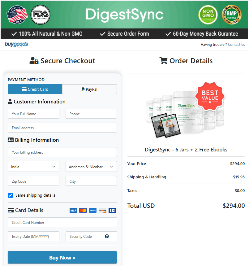 digestsync order page